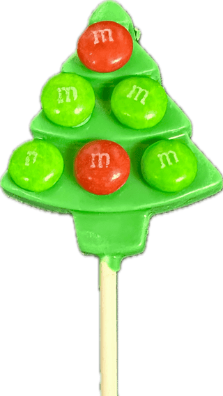 Chocolate and M&M Christmas Tree Lollipops - Chamberlains Chocolate Factory & Cafe