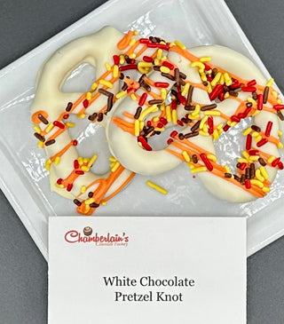 Chocolate Covered Sprinkled Pretzels Knots - Chamberlains Chocolate Factory & Cafe