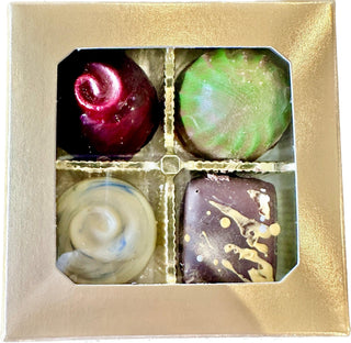 Four Piece Hand Made Truffles In Box - Chamberlains Chocolate Factory & Cafe