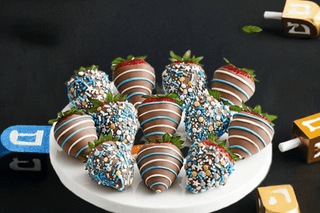 Gourmet Hanukkah Chocolate Covered Strawberries - Chamberlains Chocolate Factory & Cafe