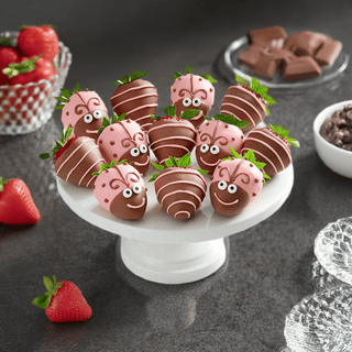 Pink Ladybug Dipped Strawberries - Chamberlains Chocolate Factory & Cafe