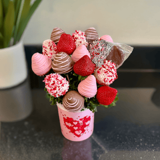 Valentine Chocolate Strawberry Bouquet with Lollipop - Chamberlains Chocolate Factory & Cafe