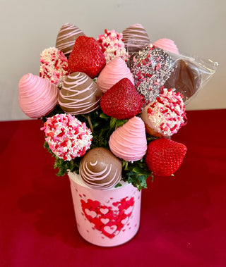 Valentine Chocolate Strawberry Bouquet with Lollipop - Chamberlains Chocolate Factory & Cafe