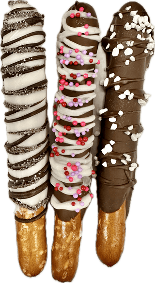 Vegan and Allergy Friendly Chocolate Pretzel Rod Trios - Chamberlains Chocolate Factory & Cafe